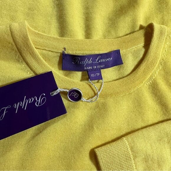 Ralph Lauren Canary Yellow Italian Cashmere Crewneck Long Sleeve Sweater - Picture 12 of 14